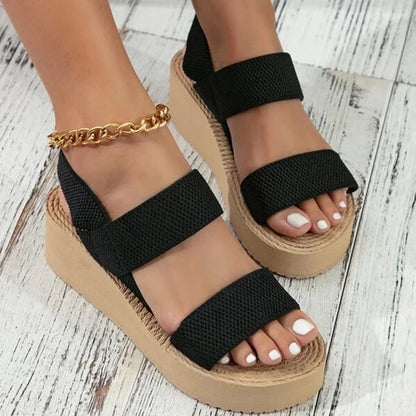 eybag New Minimalist Slingback Wedge Sandals Outdoor Summer Lightweight Slides Solid Color Thick Bottom Ladies Shoes Female Sandals