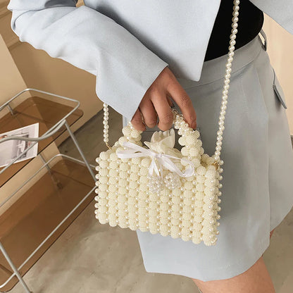 eybag Luxury Handmade Pearl Purses Ladies Wedding Bridal Party Beaded Evening Bag Magic Handbags Designer Crossbody Bag Women's Wallet