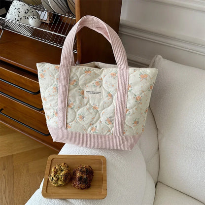 eybag Sweet Floral Women's Bento Handbags Retro Patchwork Ladies Tote Shoulder Bags Retro Flower Female Storage Shopper Bag Purse