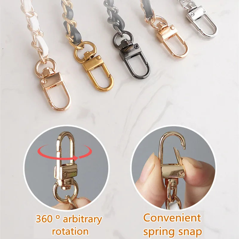 eybag 120cm Bag Chain with PU Leather DIY Replacement Shoulder Crossbody Metal Bag Chain Strap with Length Adjustable Ball Bag Accessories