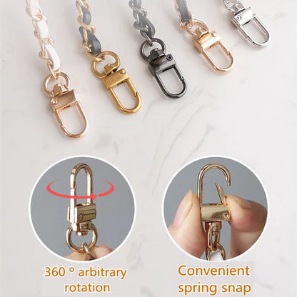 eybag 120cm Bag Chain with PU Leather DIY Replacement Shoulder Crossbody Metal Bag Chain Strap with Length Adjustable Ball Bag Accessories