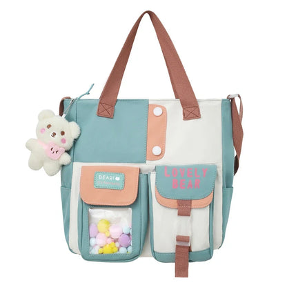 eybag Cute Shoulder Bags For Women Kawaii Girls Schoolbag Multi Pocket Nylon Crossbody Bag Female Large Capacity Messenger Bag