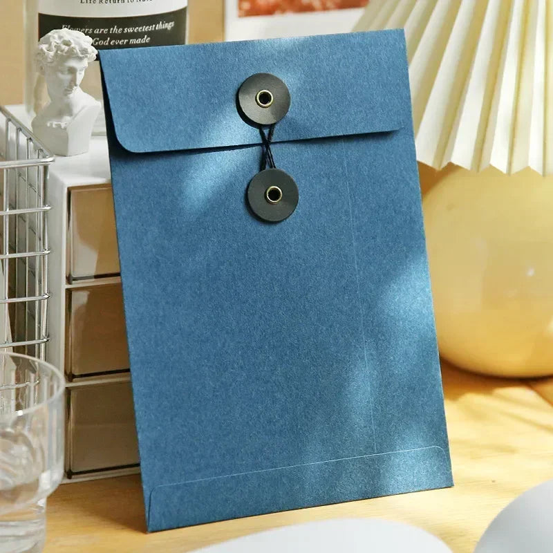 eybag Kraft Paper Envelope Vintage Winding Ticket File Documents Bag with Button String Tie Retro Business Greeting Cards Storage Bag