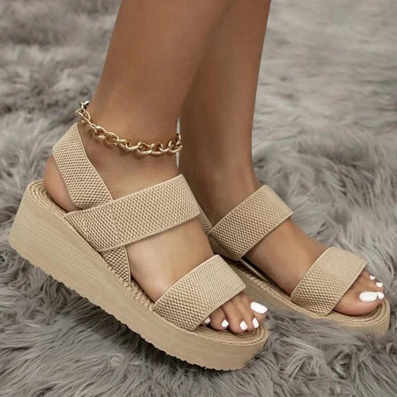 eybag New Minimalist Slingback Wedge Sandals Outdoor Summer Lightweight Slides Solid Color Thick Bottom Ladies Shoes Female Sandals