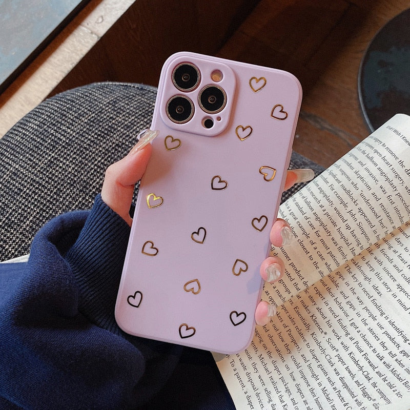 eybag Fashion Candy Color Love Heart Phone Case For iPhone 13 Pro Max 14 Pro Max 11 12 Pro X XR XS Max 7 8 14Plus Soft TPU Cover