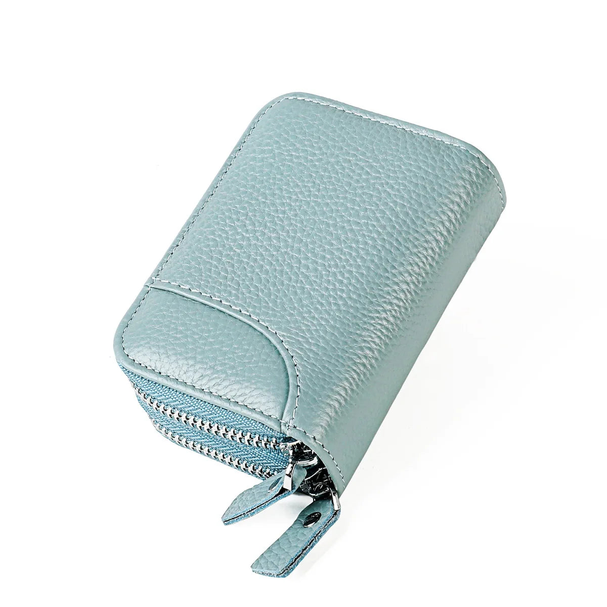 eybag New Double Zipper Short Women's Wallets Japanese Style Multi Slots Cow Leather Card Holder with RFID Blocking Female Coin Purse