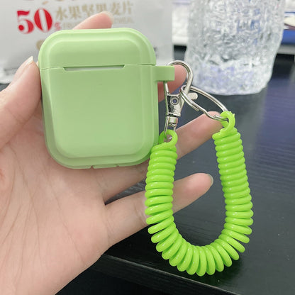 eybag Case For Airpods 1/2/3 Silicone Solid Color Protective Earphone Cover For Apple Air Pods Pro with Spring Fexible Chain Keyring