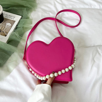 eybag Fashion Girly Design Love Shoulder Bag PU Leather Women's Clutch Purse Handbags Vintage Pearl Female Heart Tote Crossbody Bags