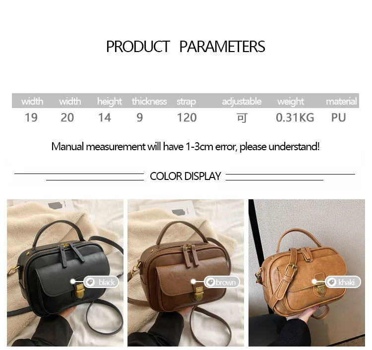 eybag Vintage Handbag High Quality PU Leather Single Shoulder Crossbody Bags for Women New Luxury Ladies Commute Tote Bag