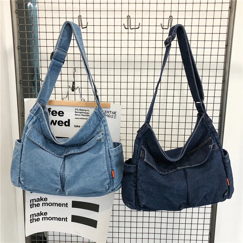 eybag Fashion Travel Duffel Women Denim Shoulder Bags With Compartment & Separated Storage Pocket Workout Tote Yoga Handbags