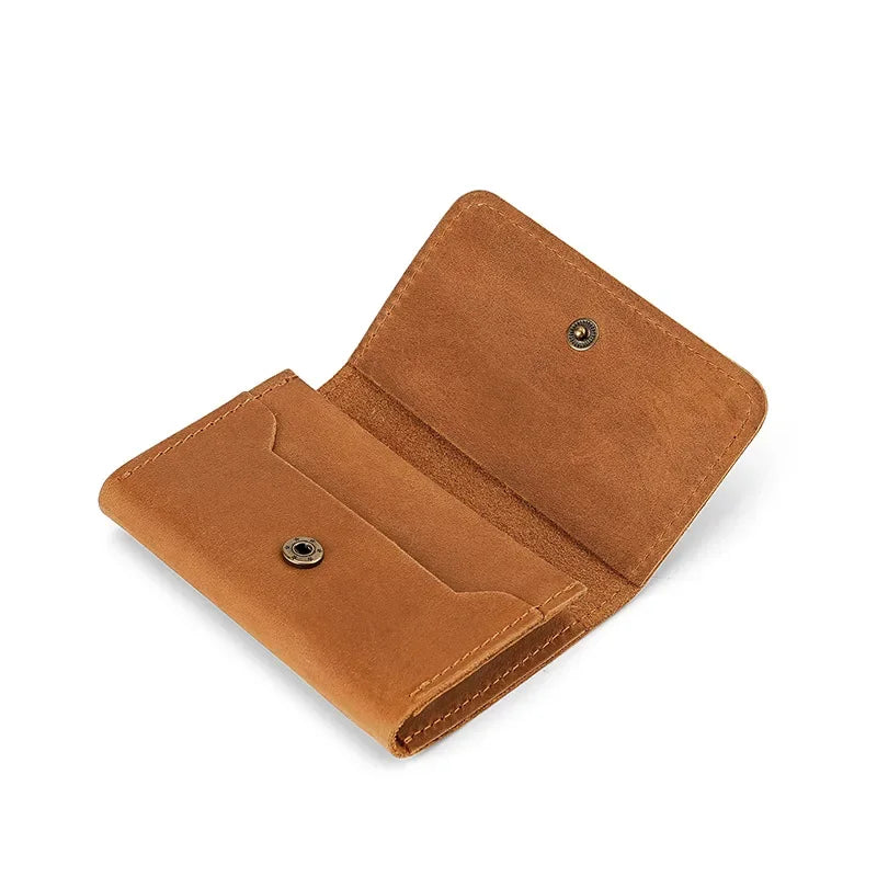 eybag Vintage Card Holder Men Genuine Leather Credit Card Holder Small Wallet Mini Purse for Men Money Bag ID Business Cards Holder