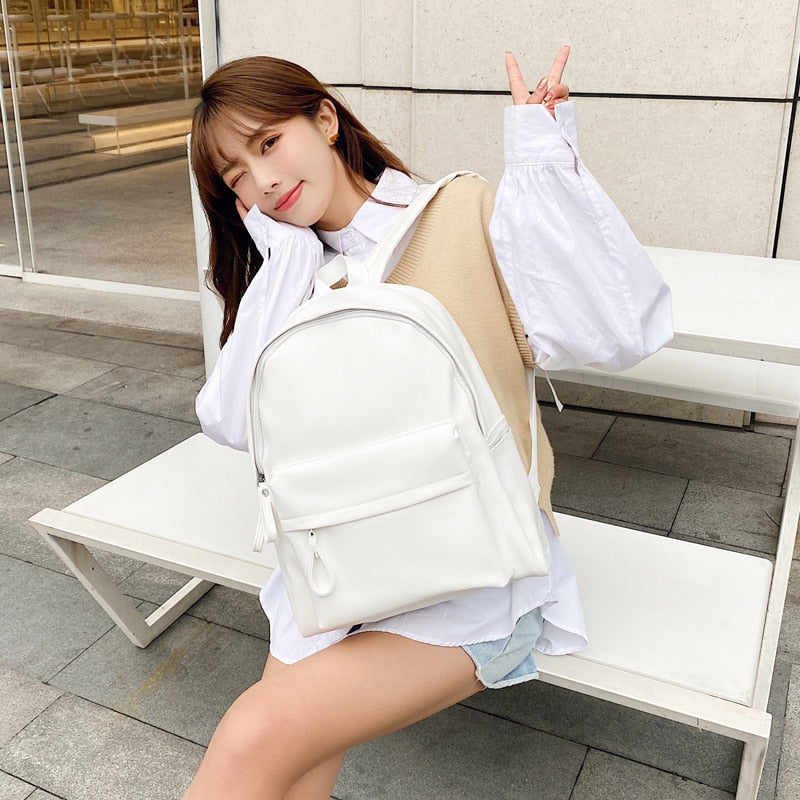 eybag Fashion Woman Backpack Large Capacity Leather Laptop Bagpack High Quality Book Schoolbag for Teenage Girls Student Mochila