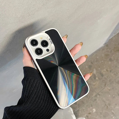 eybag Luxury Laser Aurora CD Pattern Silicon Phone Case For iPhone 15 14 13 12 Pro Max Titanium Gray Full Shockproof Soft Back Cover