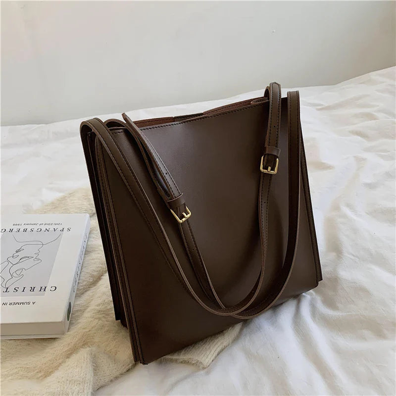 eybag Retro Women's Large Capacity Shoulder Bag Autumn New Texture Leather Handbags High Quality Elegant Fashion Totes