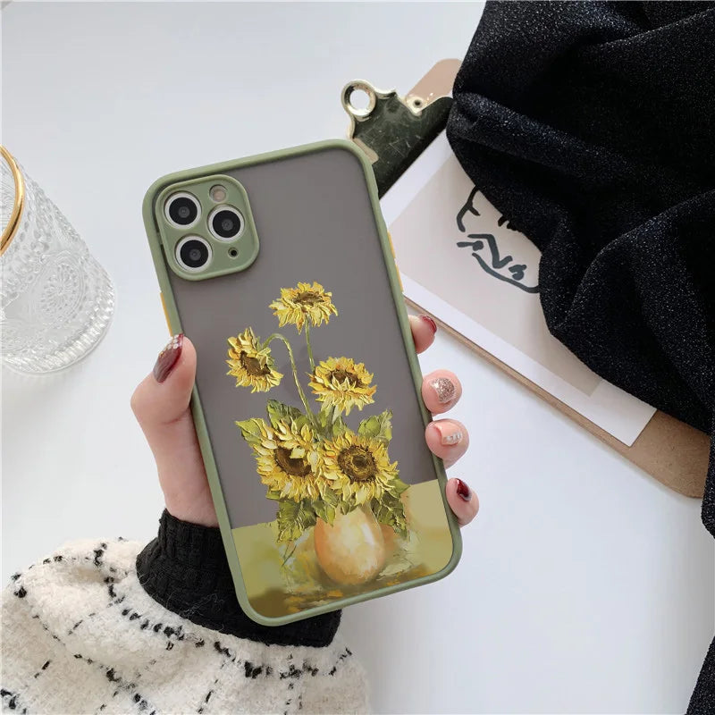 eybag Retro Oil Painting Flower Phone Case For iPhone 11 12 Pro Max 15 Pro Max 13 12 Mini X XR XS SE 2020 8 7 Plus 14 Plus Covers