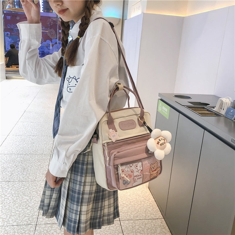 eybag Korean Style Cute  Backpacks Women Waterproof Nylon Small Shoulder Bags for Teenage Girls Schoolbags Flower Travel Backpack