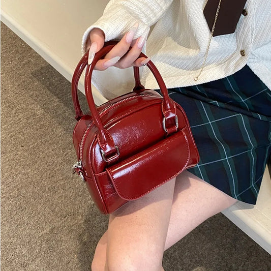 eybag Vintage Red Womens Handbag Korean Style Fashion Wedding Small Shoulder Bag Leather Exquisite Casual Female Crossbody Bag