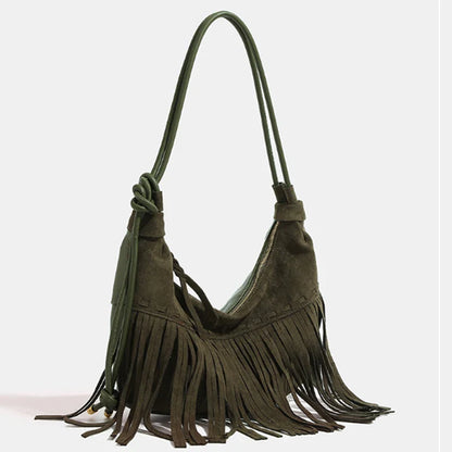 eybag Bohemian Style Women Bag New Frosted Tassel Underarm Bag Large Capacity Shoulder Bag Crossbody Bag