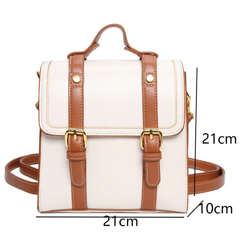 eybag Women Fashion Casual Contrast Color Backpack PU Student High-Quality Design Texture All-Match School Bags