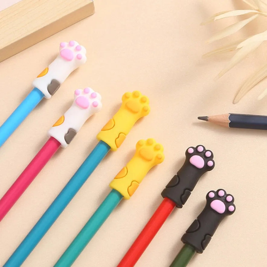 eybag 3Pcs/Set Kawaii Cat Pencil Cap Cartoon Silicone Pen Topper Covers For Kids Cute Pencil Extender Stationery School Supplies