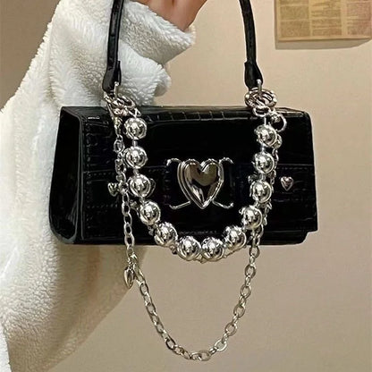 eybag Y2K Goth Techwear Gothic Pearl Handbags For Women Designer Luxury Small Shoulder Sling Bag Women's Chain Niche Crossbody