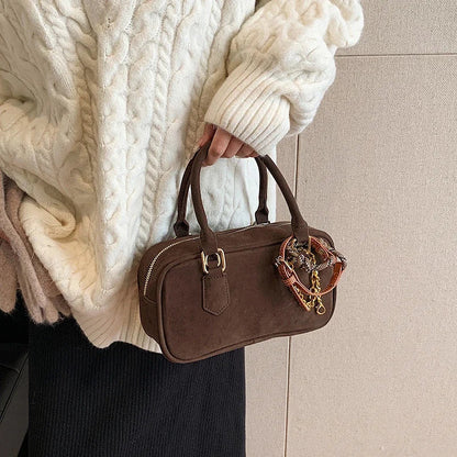 eybag Women Korean Fashion Small Faux Suede Soft Handbags and Purses Vintage 2024 Winter Y2K Crossbody Bag Lady Shoulder Bag