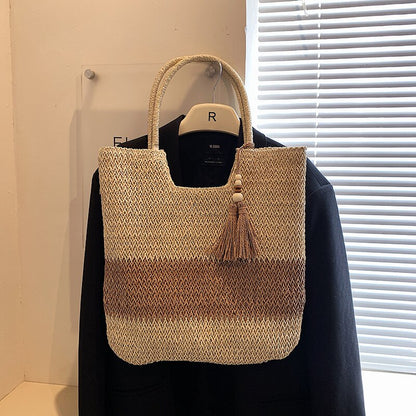 Lkblock New Fashion Straw Handbags Women Summer Beach Bag Luxury Shoulder Rattan Vintage Woven For Female bolsa femme  2023 Sac A Main