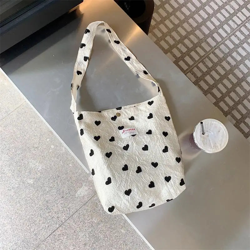 eybag Sweet Love Heart Women's Shoulder Bags Simple Ladies Vest Bag Thin Cloth Female Tote Handbags Clutch Purse Shopping Bag