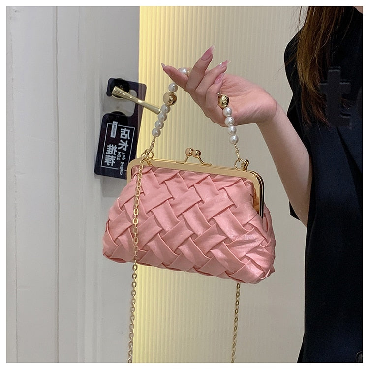 Lkblock Fashion Pearl Handle Handbag For Women Luxury Banquet Women's Bag Trend Ladys Evening Clutch Purse Party Bag Corssbody Bags