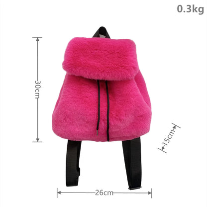 eybag Fashion Luxury Fake Fur Women's Backpack Winter Soft Plush Ladies Schoolbag Solid Color Female Furry Shoulder Bags Handbags