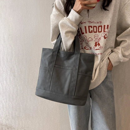 eybag Shopper Bags For Women Fashion Simple Ladies Handbags Solid Canvas Shoulder Bag Large Capacity Casual Tote Travel Women's Bag