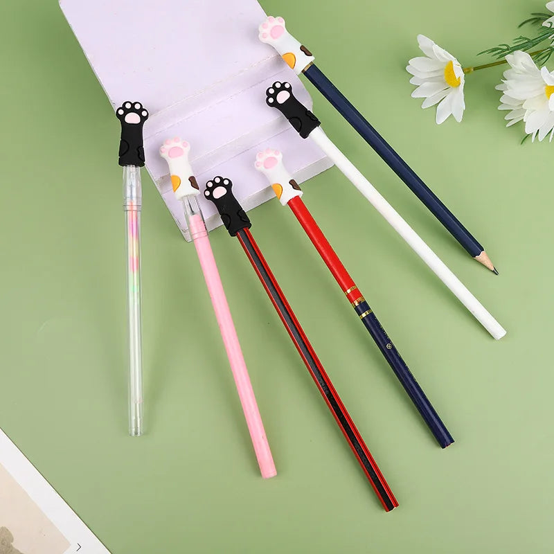 eybag 3Pcs/Set Kawaii Cat Pencil Cap Cartoon Silicone Pen Topper Covers For Kids Cute Pencil Extender Stationery School Supplies