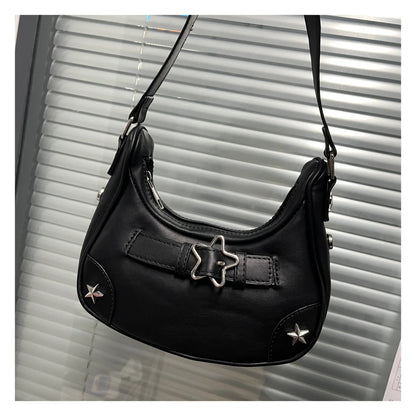 eybag - Vintage Star Handbags for Women Fashion Hobos Shoulder Underarm Bag Ladies Clutch Pu Leather Female Armpit Purses Y2k Cool Bag