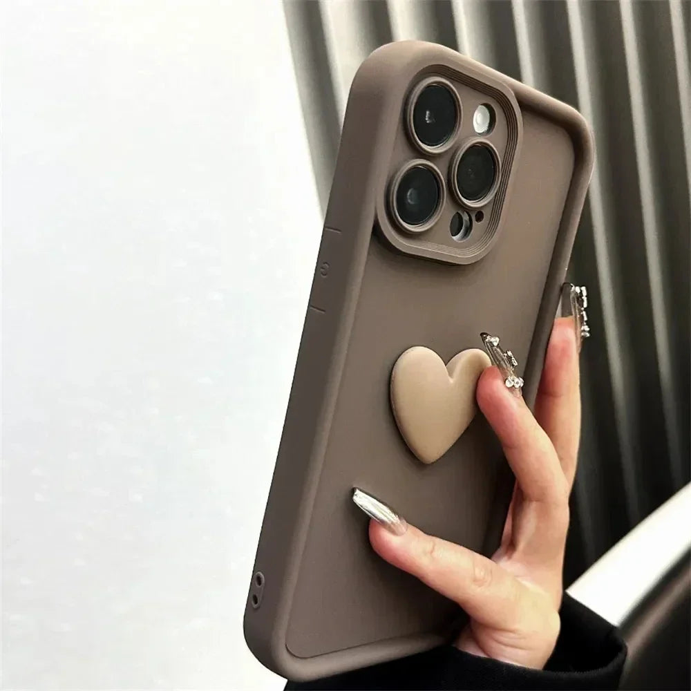 eybag Cute 3D Love Heart Phone Case for IPhone 13 12 11 14 15 Pro Max XS XR 7 8 Plus SE Soft Silicone Shockproof Full Coverage