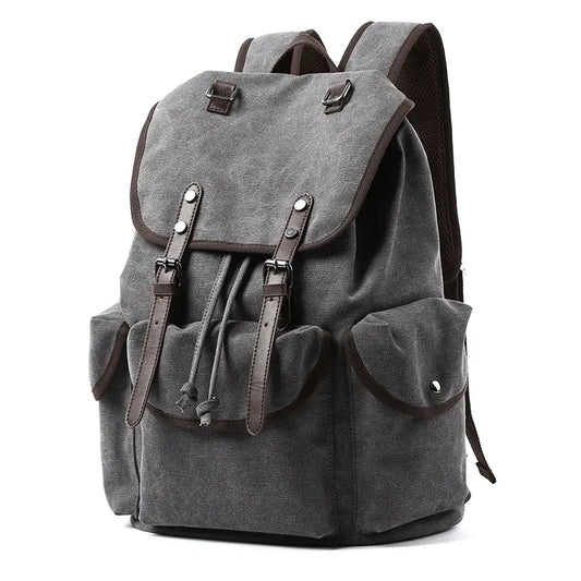 eybag Men Canvas Vintage Backpack Men 30L Large Travel Rucksack Casual Bookbag for 15.6 inch Laptop Travel Hiking Daypack