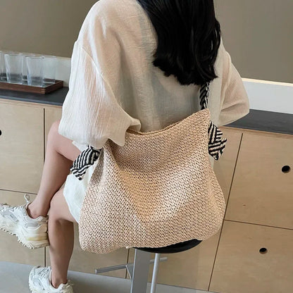 eybag Straw Zipper 2024 Designer Luxury Shoulder Bag Solid Beauty Versatile Simple Fashion Crossbody Bag Soft Trendy Women's Handbag