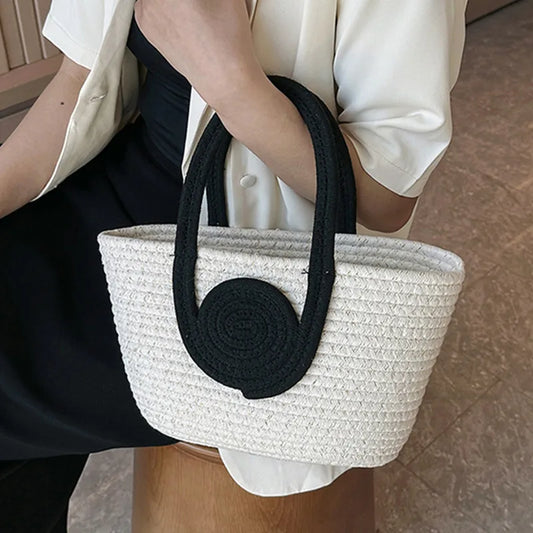 eybag New Large Capacity Girls Straw Braided Handbag Women's Out Commuter Tote Bag Female Simplicity Casual Summer Beach  Shoulder Bag