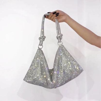 eybag Luxury Designer Hobo Shoulder Bag Handle Shining Rhinestones Evening Clutch Bag Purse Crystal Purses and Handbag Hobo Bags