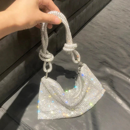 eybag Luxury Designer Hobo Shoulder Bag Handle Shining Rhinestones Evening Clutch Bag Purse Crystal Purses and Handbag Hobo Bags