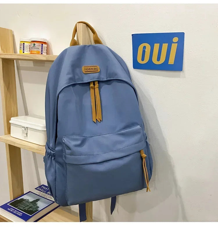 eybag Large-capacity Backpack Female Japanese Backpack Solid Color Junior High School Student Canvas Schoolbag Laptop Backpack