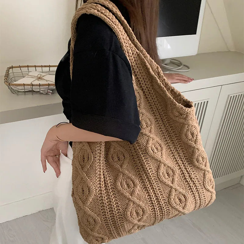 eybag Shopper Bags For Women Trend 2024 Cross Body Tote Bag Knitted Sweater Bucket Women's Shoulder Bag Korean Popular Luxury Designer