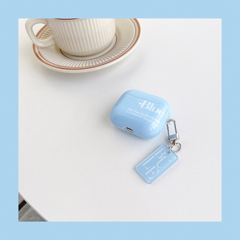 eybag For Airpods 3 Case Simple Blue Earphone Case For Airpods Pro 2 Plain Color Earphone Case For Air Pod 3 Pro Soft Cover With Charm