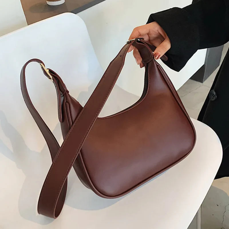 eybag PU Leather Half Moon Bags For Women Branded Luxury Fashion Shoulder Crossbody Handbag Autumn Winter Trend