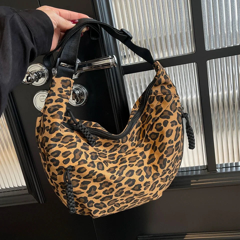 eybag Leopard Shoulder Bags For Women Fashion Cloth Messenger Bags Large Capacity Crossbody Packages Cute Canvas Female Hobos