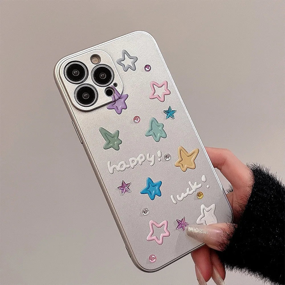 eybag Electroplated Heart Stickers Phone Case for IPhone 15 14 11 Pro Max Plus 13 12 Mini X XS Max XR 7 8 Plus SE Shockproof Cover