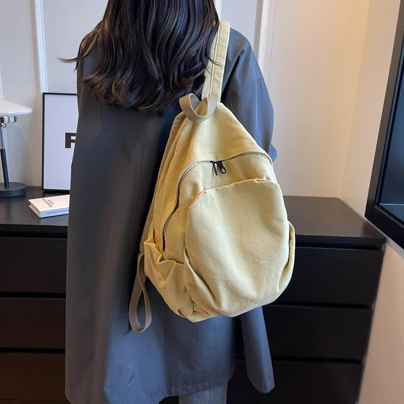 eybag New Solid Canvas Backpack For Women Fashion Large Capacity Laptop College Backpack Female Male Cool Student Travel Book Bag