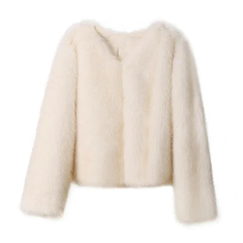 eybag Fashion Fluffy Faux Fur Coat For Women Winter Elegant Loose Long Sleeve Jacket Female Luxury Thick Lady High Street Outerwear