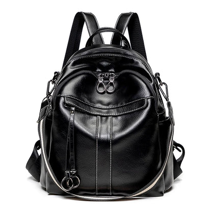 eybag Genuine Leather Backpack Small Women's Backpack Soft High Quality Cowhide Shoulders Bag Fashion Zipper Design Bag