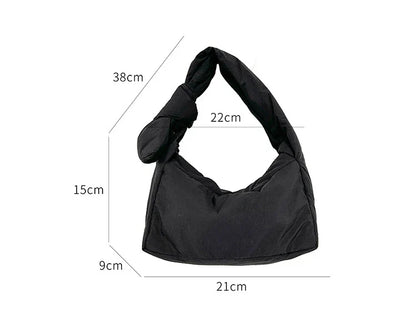 eybag Casual Knot Handle Women's Handbags Winter Cotton Padded Shoulder Bag Soft Warm Down Space Bags for Women Mini Phone Flap Clutch