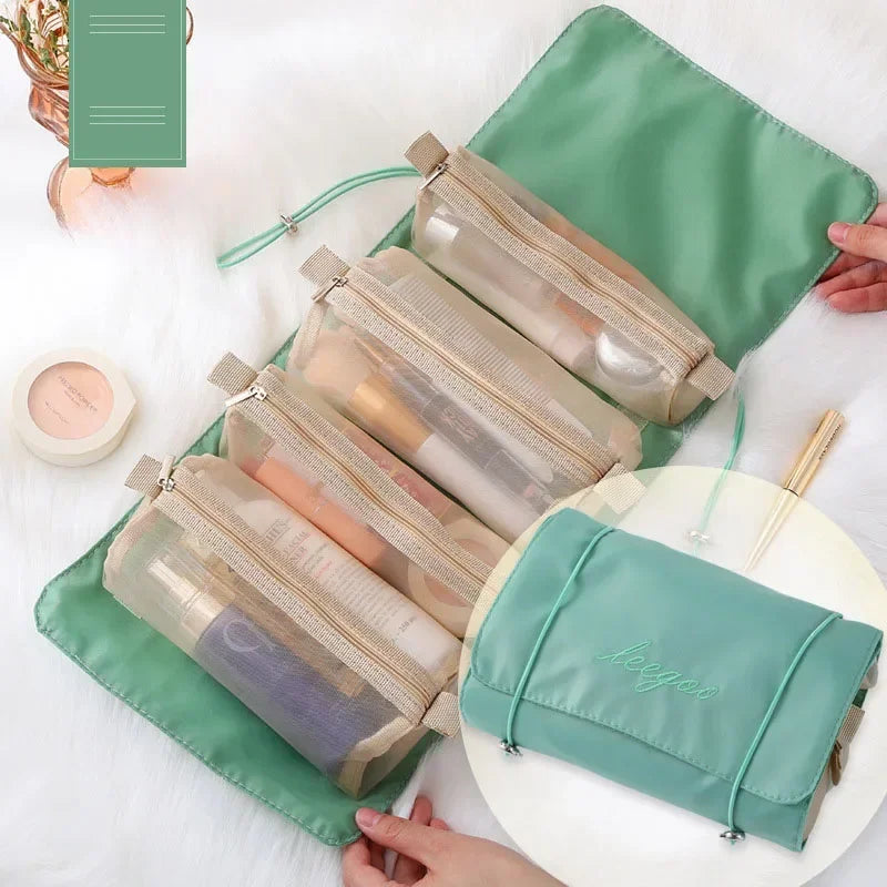 eybag Detachable Cosmetic Bag Portable Large Capacity 4 in 1 Makeup Bags Portable Folding Travel Cosmetics Storage Toiletry Bag